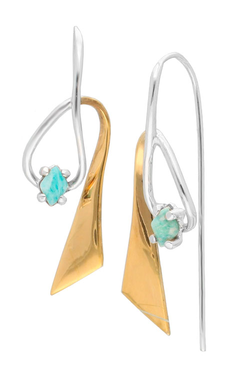 Pendientes en plata bicolor con amazonita 313_60815 lado