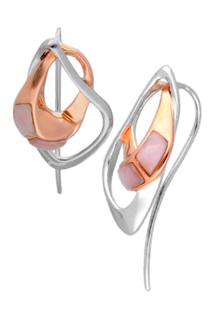 Pendientes en plata bicolor con madreperla 313_60865 lateral