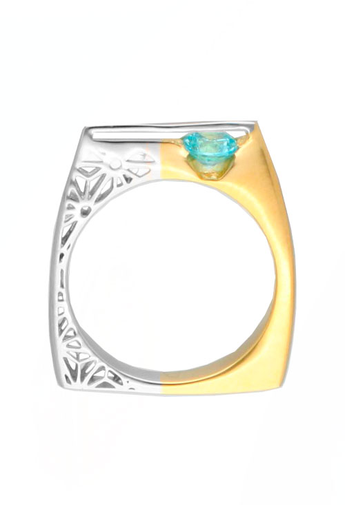 Anillo de plata bicolor con circonita Azul 313_61051 Anillo de plata bicolor con circonita Azul 313_61051 lado