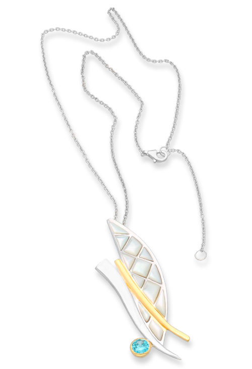 Gargantilla de plata bicolor madreperla con circonita azul 313_61137 Gargantilla de plata bicolor madreperla con circonita azul 313_61137 entera