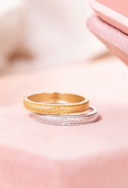 Alianza oro blanco 3 mm. motivos naturales 5B30551 dos oros