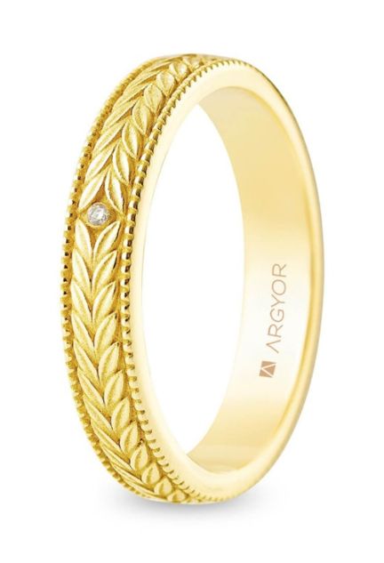 Alianza oro con diamante 3 mm. motivos naturales 5140545D