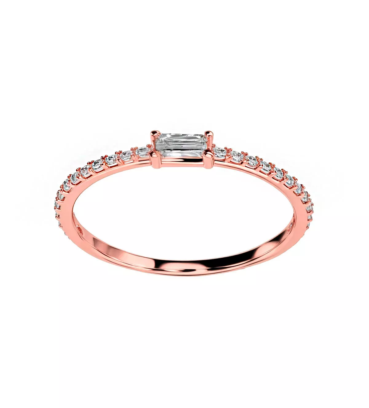 anillo de oro tema rosa vista frontal oro 18k y circones