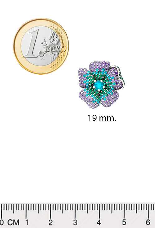 foto colgante plata cuajado piedras multicolores medidas comparadas