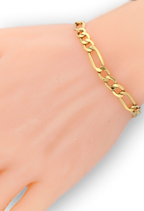 Pulsera oro 9K eslabón combinado 3x1 296_9K391-059 Pulsera oro 9K eslabón combinado 3x1 296_9K391-059 puesta en mano