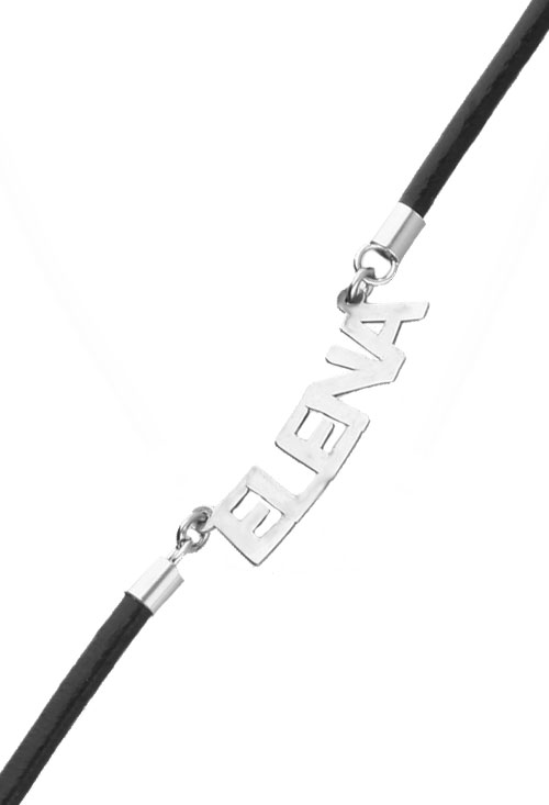 Gargantilla de plata y cuero nombre Elena gargantilla plata y cuero nombre Elena a precio de ocasion outlet de joyeria foto detalle parrilla web