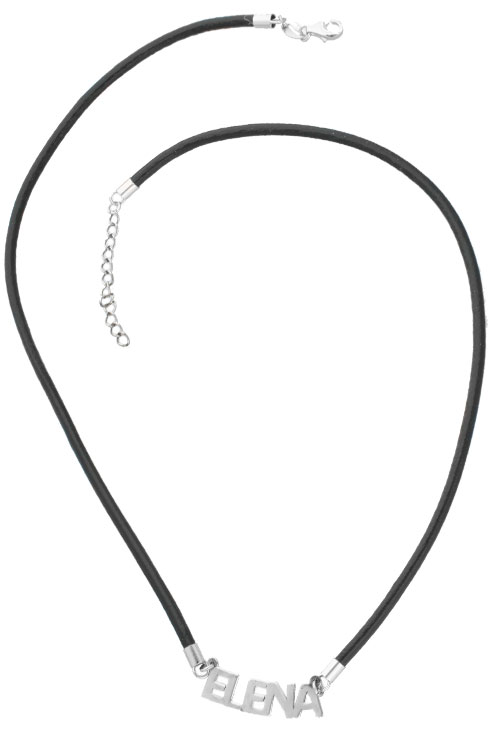 Gargantilla de plata y cuero nombre Elena gargantilla plata y cuero nombre Elena a precio de ocasion outlet de joyeria foto completa parrilla web