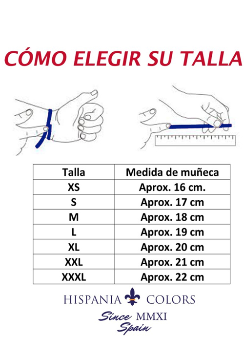 Pulsera bandera España en azul con hilo rojo 116-1K-1LL Pulsera bandera España en azul con hilo rojo 116-1K-1LL medidas