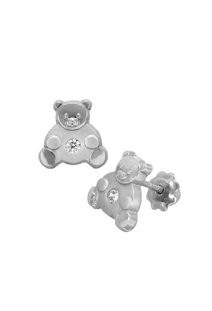 pendientes oro blanco forma oso oro 18 ktes 234_1906 foto 2