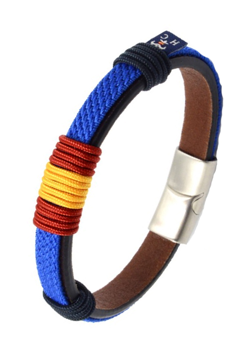Pulsera bandera de España textil y piel PHF-121-1K-2CA