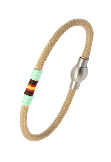 Pulsera bandera España en beige con hilo verde PHF-116-1B-1JMARRÓN