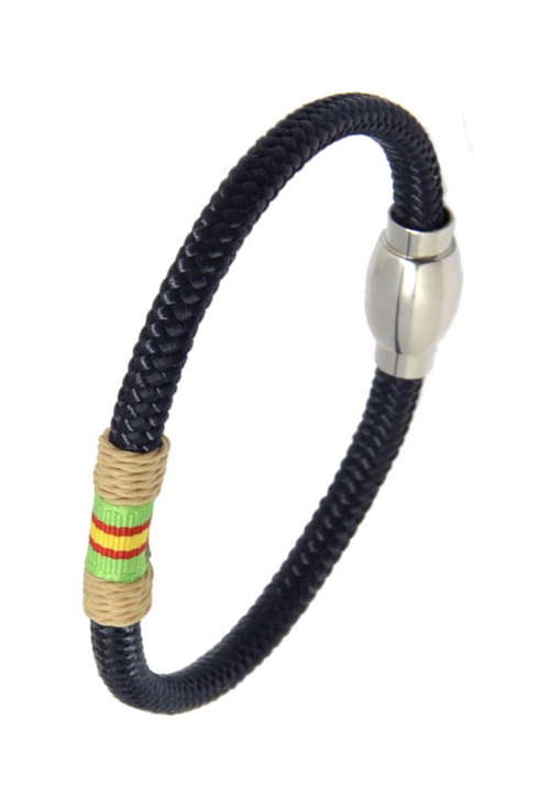 Pulsera bandera España en piel con hilo beige 116-1A-1BG Pulsera bandera España en piel con hilo beige 116-1A-1BG