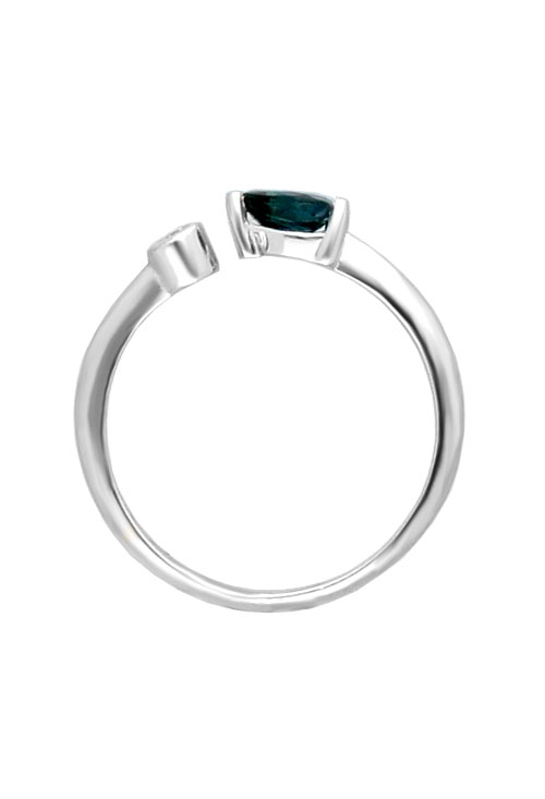 Anillo plata con diamante y zafiro fino Elegía anillo plata con diamante y zafiro mont petit diamant elegia fotografia para web el rubi joyeros toma cenital