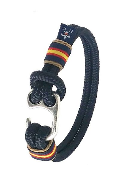 Pulsera España en hilo náutico azul detalle en beige 127-1A-1B