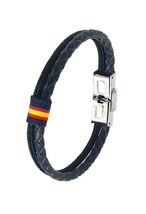 Pulsera España piel azul e hilo náutico en azul PHF-126-2AR-B Pulsera España piel e hilo náutico azul 126-2AA-B
