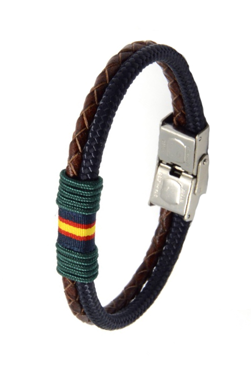 Pulsera España piel marrón e hilo náutico azul 126-2AI-4RR