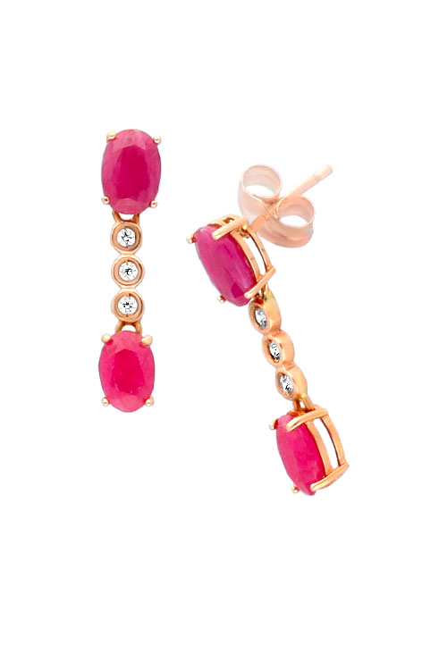 Pendientes de oro 18k y rubíes en garra 4 patas con circonitas 289_0557837PR Pendientes de oro 18k y rubíes en garra 4 patas con circonitas 289_0557837PR ladeado