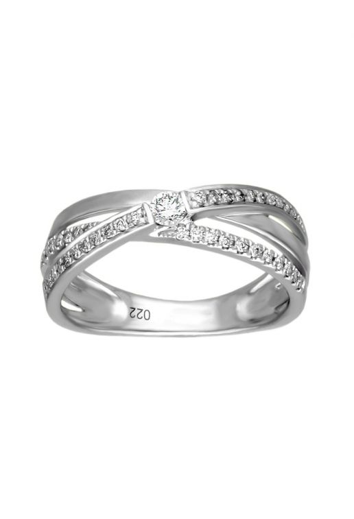 Anillo de compromiso oro blanco con diamantes aros cruzados 243_RLT-APSPI anillo compromiso oro blanco 18k y diamantes bandas cruzadas dos galerias de diamantes