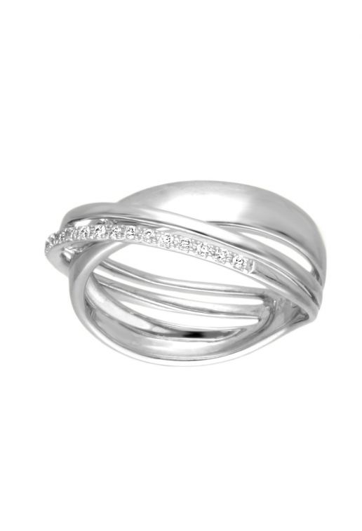 Anillo de compromiso oro blanco con diamantes aros cruzados anillo compromiso oro blanco y diamantes sortija aros cruzados con galeria en diagonal de diamantes foto toma frontal para web el rubi joyeros