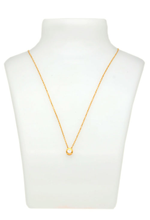 Gargantilla oro amarillo 18k motivo chatón con circonita gargantilla oro amarillo 18 kilates foto con expositor