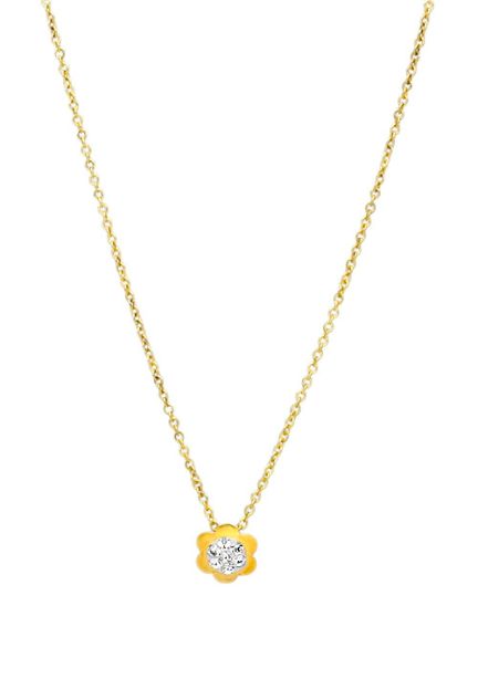 gargantilla oro amarillo 18 kilates cadena forzada eslabones forzados motivo floral centro circonitas fotografia para web el rubi joyeros toma frontal