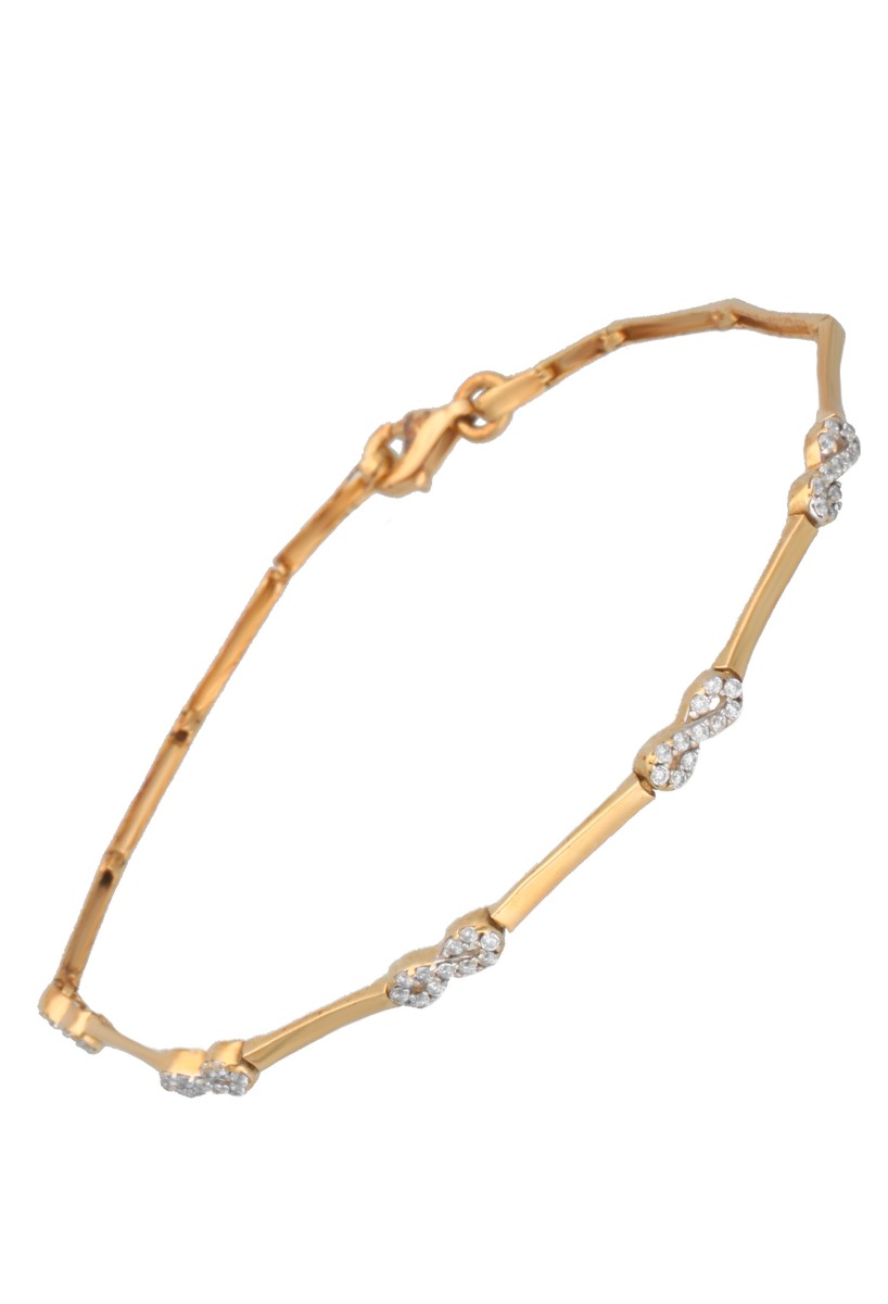pulsera oro bicolor 18 kilates con entrepiezas de circonitas 003_0309