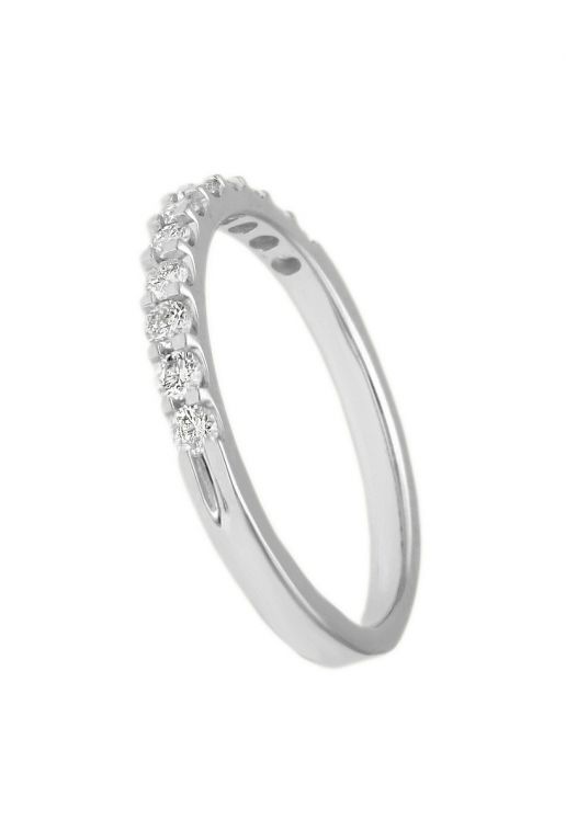 anillo compromiso oro blanco con diamantes media alianza de 11 garras fotografia lateral