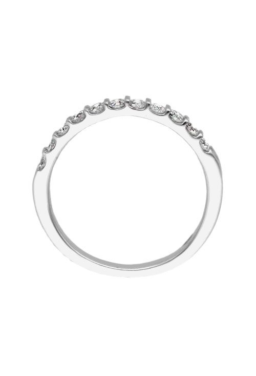 anillo compromiso oro blanco con diamantes media alianza de 11 garras fotografia cenital
