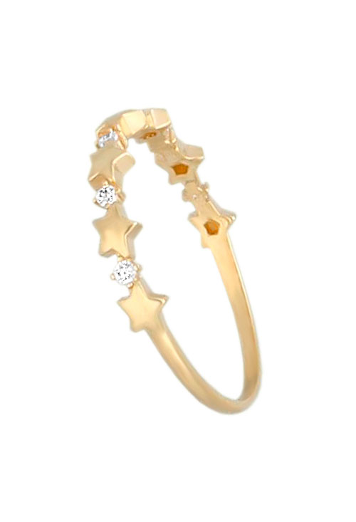 anillo oro amarillo 18k modelo 7 estrellas fotografia lateral