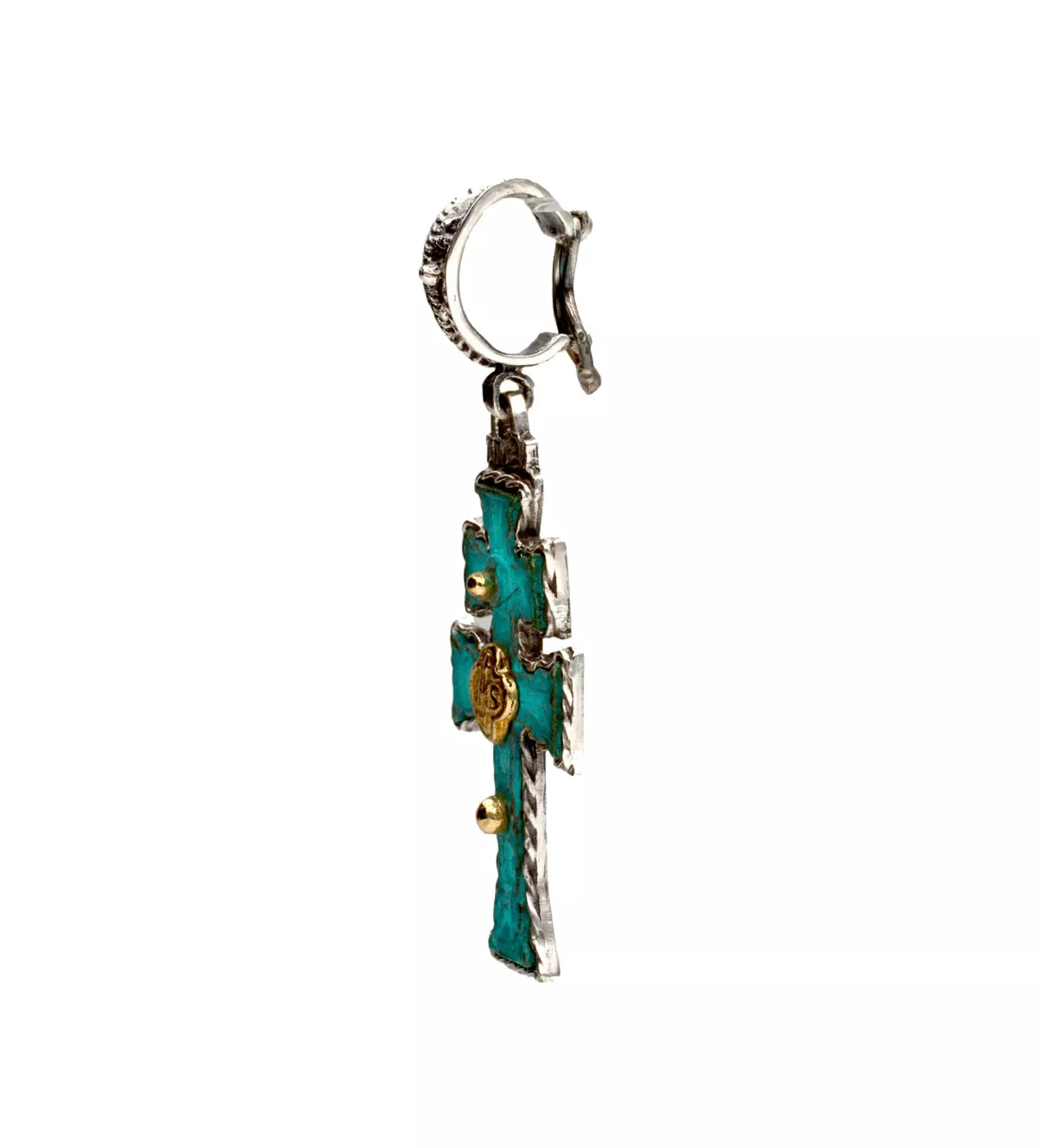 Cruz de plata y bronce Caravaca cruz de plata y bronce caravaca foto lateral