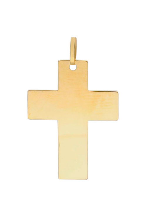 Cruz de oro 18 kilates chapa ancha y plana 289_64166551CR cruz latina chapa plana oro 18 kilates foto frontal