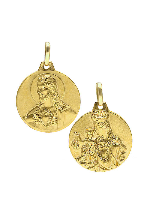 Medalla escapulario religiosa Sagrado Corazón y Virgen del Carmen