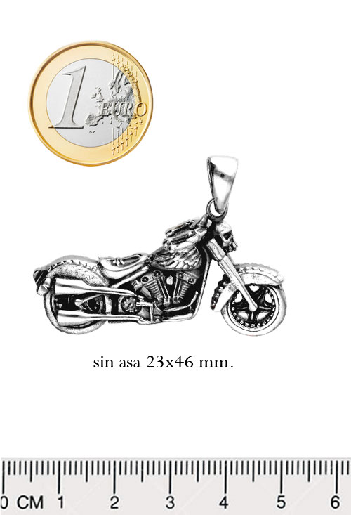 Colgante plata motocicleta del infierno 297_824218 colgante de plata ley maciza motocicleta del infierno toma tamaño comparado con un euro