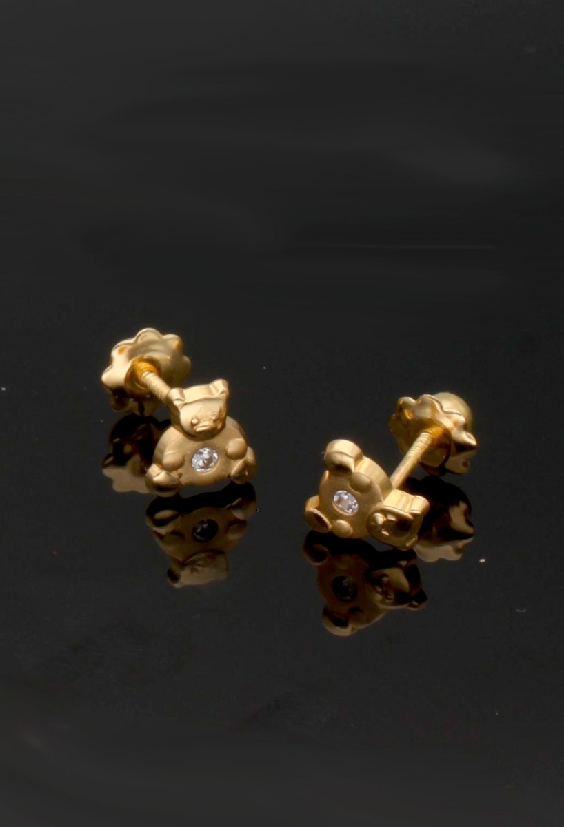 Pendientes bebé oro amarillo y circón mod osito pendientes de oro amarillo 18 kilates para bebe o niñas pequeñas con forma de osito a precio especial para venta online fotografia sin recortes