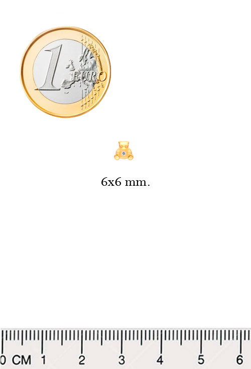 Pendientes bebé oro amarillo y circón mod osito pendientes de oro amarillo 18 kilates para bebe o niñas pequeñas con forma de osito a precio especial para venta online fotografia medidas comparadas