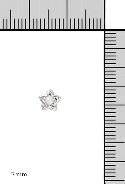 Pendientes bebé flor oro blanco 18k perla y circonitas 234_2830-B pendientes niña o bebe oro blanco 18k perla y circon foto con medidas para web el rubi joyeros oferta especial