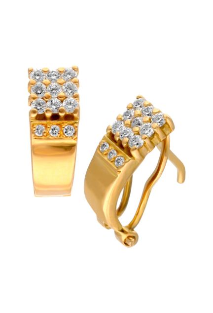 pendientes oro 18 kilates y circonitas medios aretes con sistemas omega a precio de ocasión fotografia lateral