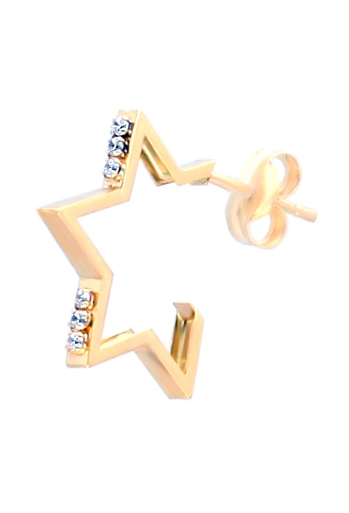 pendientes oro amarillo 18k forma estrella modelo novedoso que llama la atencion foto detalle cierre para parrilla web
