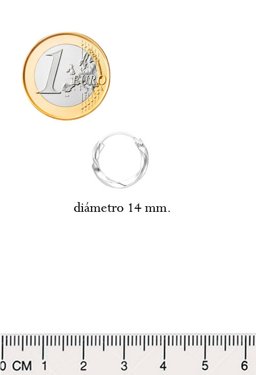 Pendientes aro rizado plata ley 037_AROR2.5-14 aros chanela rizada de 14 mm foto comparada medidas europara joyeria online el rubi joyeros