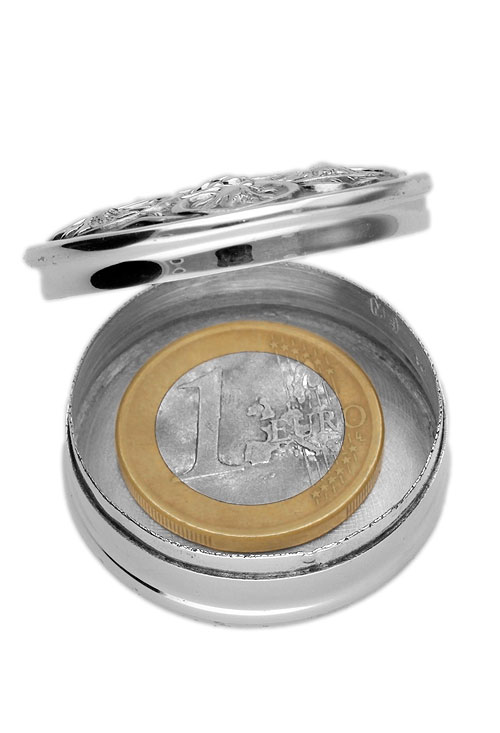 Caja pastillero plata 297_860268 caja de plata pastillero foto para web el rubi joyeros toma tamaño comparado con un euro