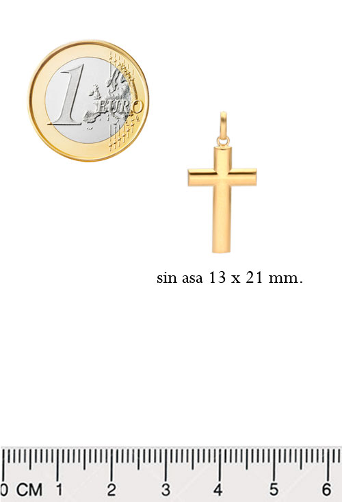 Cruz oro amarillo 18k chanela almendra 030_3881-20 cruz oro amarillo 18k foto frontal 030_3881-20 web el rubi joyeros foto tamaño comparado con euro