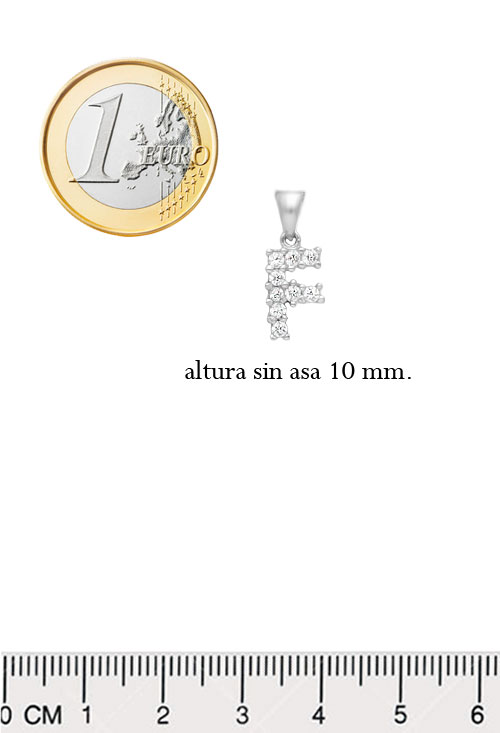 Gargantilla plata y acero con incial de circonitas 088_015236 gargantilla cadena de acero y colgante iniciales de plata con circonitas precio de ocasion outlet joyeria el rubi joyeros toma medida comparada con un euro