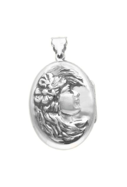 guardapelos plata de ley forma oval fotografia para web el rubi joyeros vista frontal