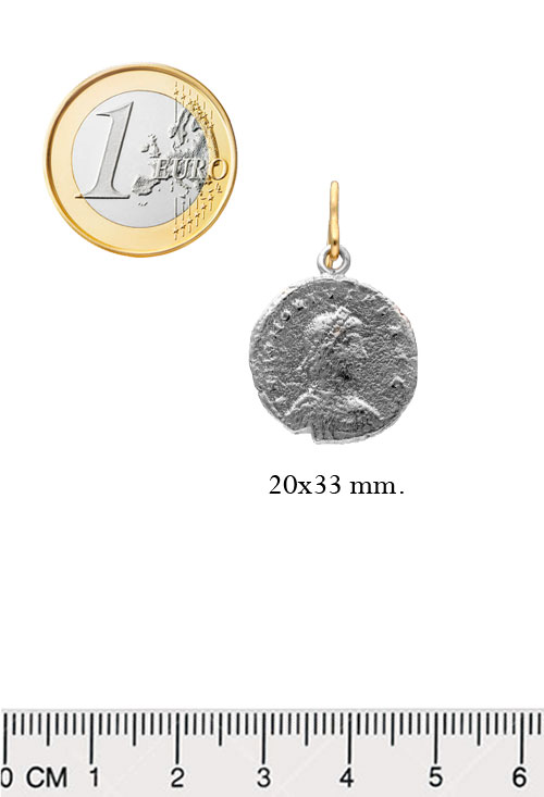 Pendientes plata bicolor largos con moneda 251_11I0252 foto de pendientes plata de ley con preproducción de moneda antigua para web el rubi joyeros toma tamaño comparado