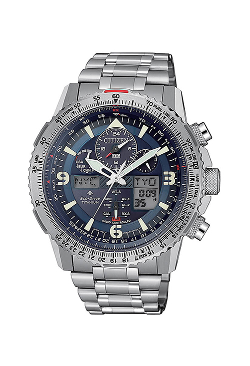 Reloj Citizen Crono Super Pilot Eco-Drive Radio controlado titanio JY8100-80L