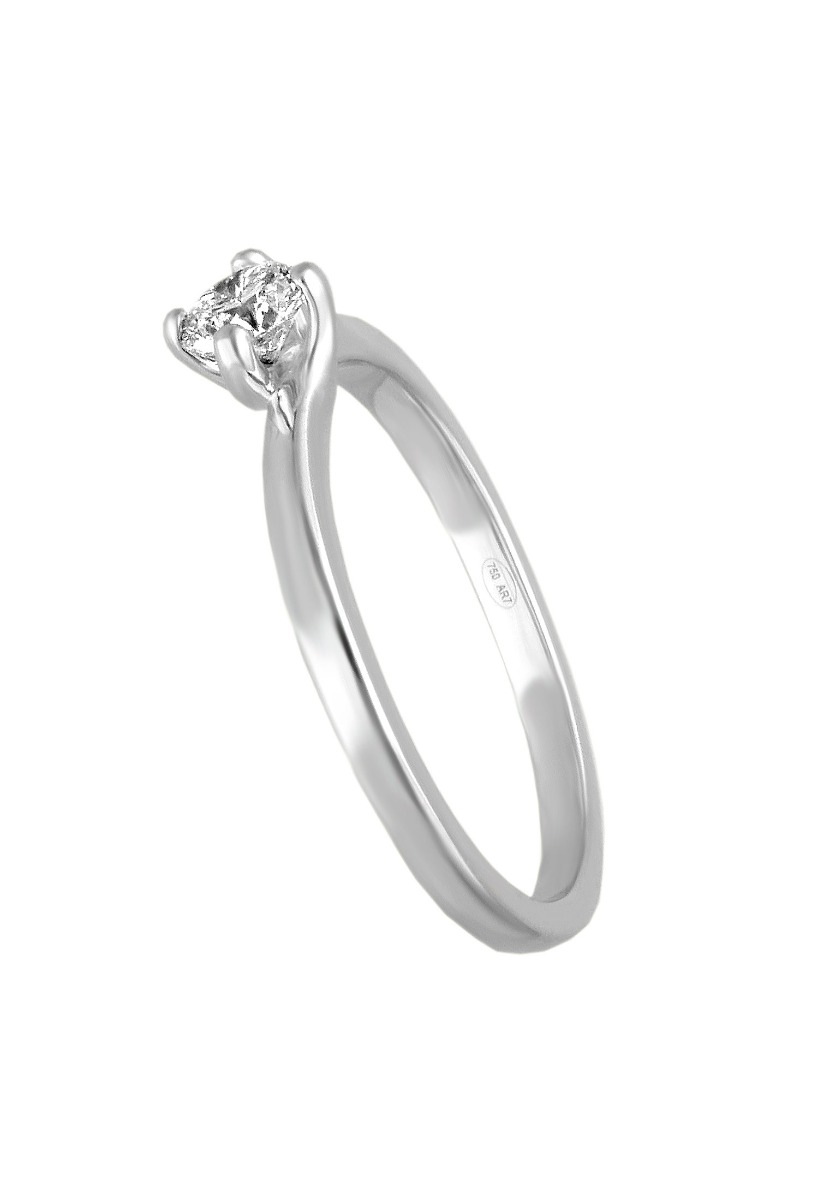 anillo compromiso oro blanco 18k con diamante talla brillante brazo cruzado garra de cuatro patas fotografía lateral para web el rubí joyeros