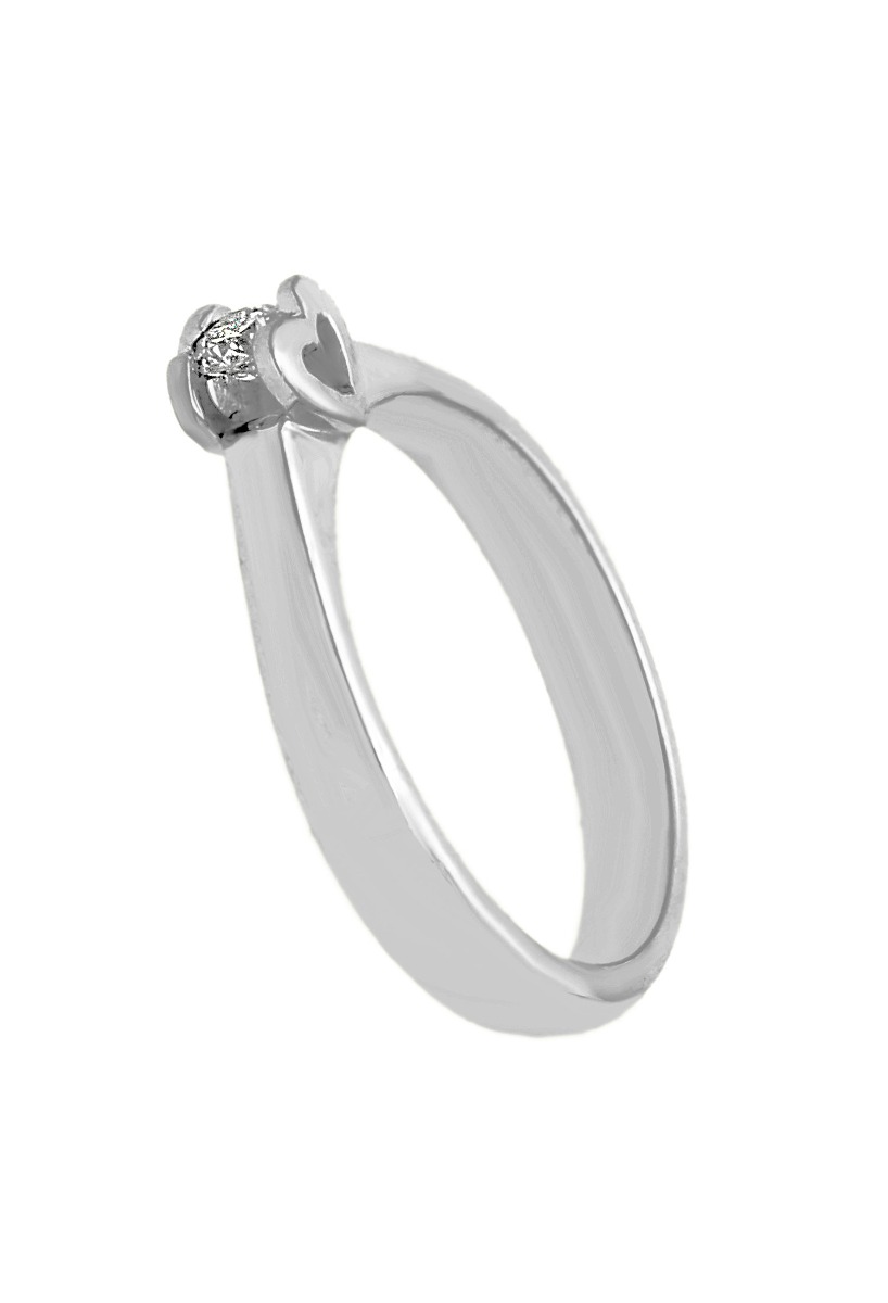 Anillo de compromiso oro blanco 18k con diamante en garra corazón 083_SOLCOR010B anillo de compromiso oro blanco 18 kilates con diamante engastado en garra corazon fotografia toma lateral para parrilla web