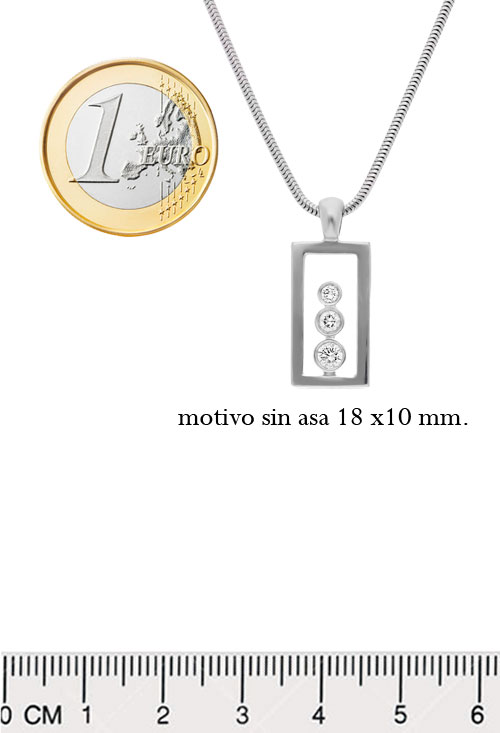 Gargantilla oro blanco 18k con diamantes 038_LO-020-22MY Gargantilla oro blanco 18 kilates con 3 diamantes disminucion motivo rectangular fotografia para parrilla web toma medida comparada