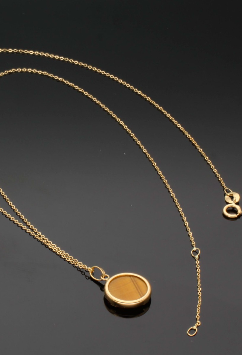 gargantilla oro amarillo 18 ktes y colgante biselado ojo tigre para vender en joyeria online el rubi joyeros foto sin recortar