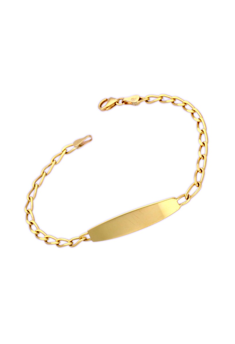pulsera con chapa para grabar oro amarillo 18 kilates regalo ideal para comunion foto frontal para joyeria online www.elrubi.es